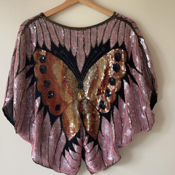 🦋Vintage Sequin Butterfly Top🦋 cute Halloween costume. - Picture 3 of 8